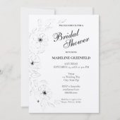 Black & White Anemone Floral Wedding Bridal Shower Kaart (Voorkant)