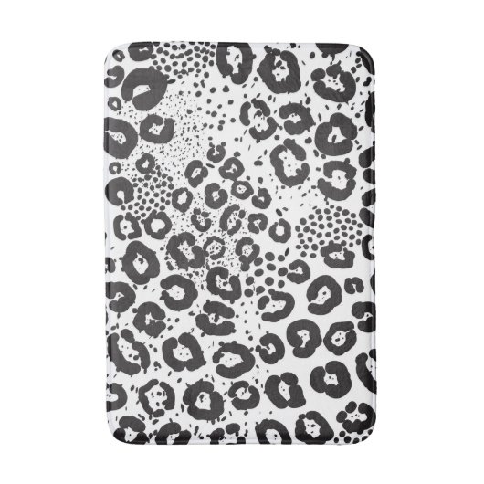 Black White Animal Print Snow Leopard Cheetah Badmat (Voorkant Verticaal)