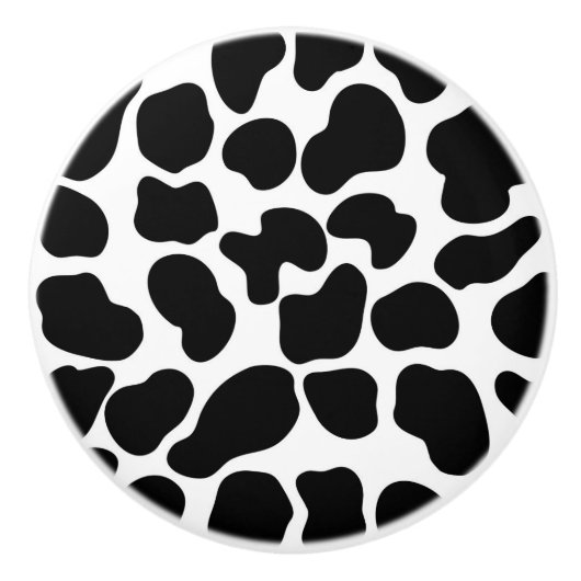 Black White Animal Print Snow Leopard Cheetah Keramische Knop (Voorkant)