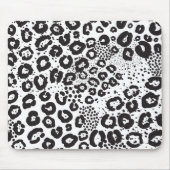 Black White Animal Print Snow Leopard Cheetah Muismat (Voorkant)