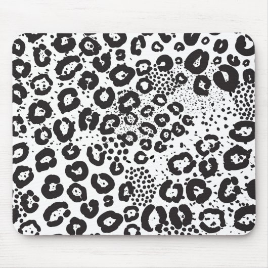 Black White Animal Print Snow Leopard Cheetah Muismat (Voorkant)