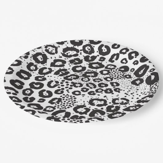 Black White Animal Print Snow Leopard Cheetah Papieren Bordje (Gekanteld)