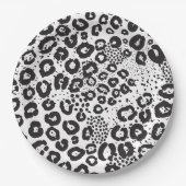 Black White Animal Print Snow Leopard Cheetah Papieren Bordje (Voorkant)