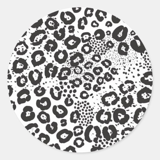 Black White Animal Print Snow Leopard Cheetah Ronde Sticker (Voorkant)