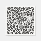 Black White Animal Print Snow Leopard Cheetah Servet (Voorkant)