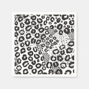 Black White Animal Print Snow Leopard Cheetah Servet