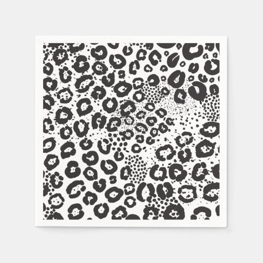 Black White Animal Print Snow Leopard Cheetah Servet (Voorkant)