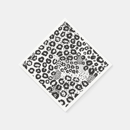 Black White Animal Print Snow Leopard Cheetah Servet (Hoek)