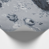 Black White Antiqued  Floral Toile Fabric Cadeaupapier (Hoek)