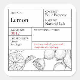 Black & White Apothecary citroenlabel Vierkante Sticker