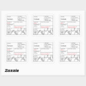Black & White Apothecary citroenlabel Vierkante Sticker (Vel)