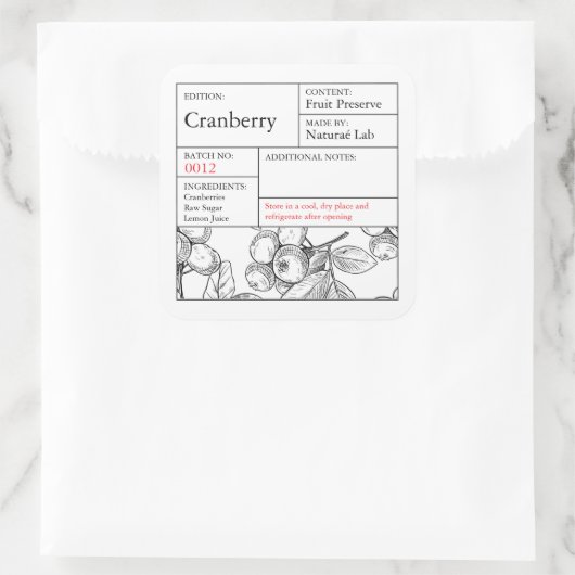 Black & White Apothecary Cranberry label (Tas)