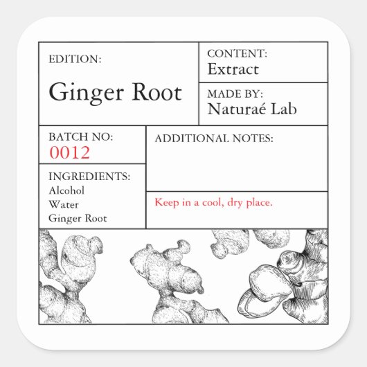 Black & White Apothecary Ginger Root label (Voorkant)