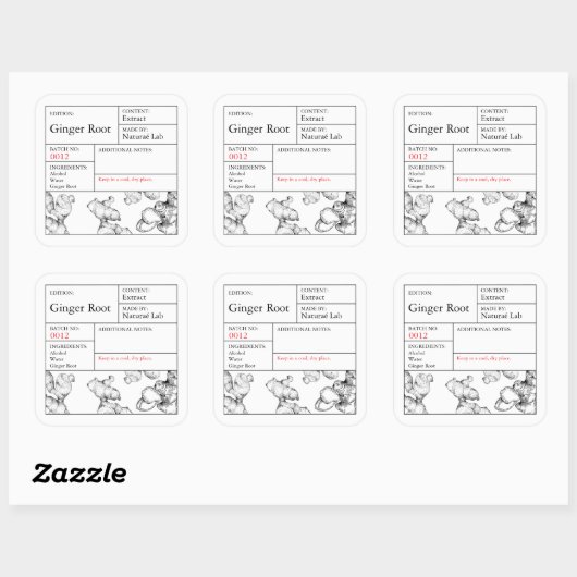Black & White Apothecary Ginger Root label (Vel)