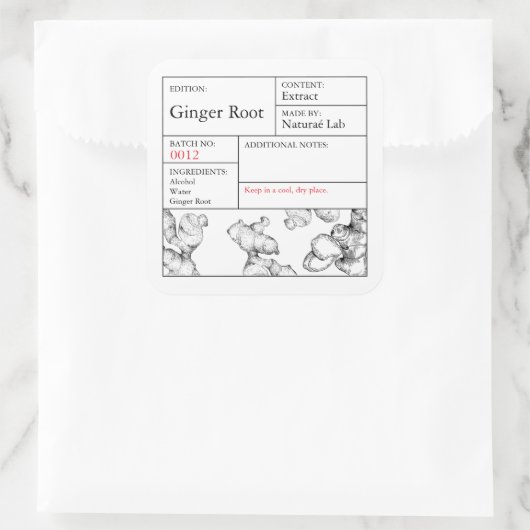 Black & White Apothecary Ginger Root label (Tas)