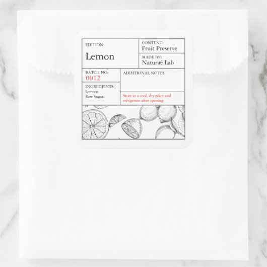 Black & White Apothecary Lemon label (Tas)