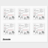 Black & White Apothecary Mixed Berry-label Vierkante Sticker (Vel)