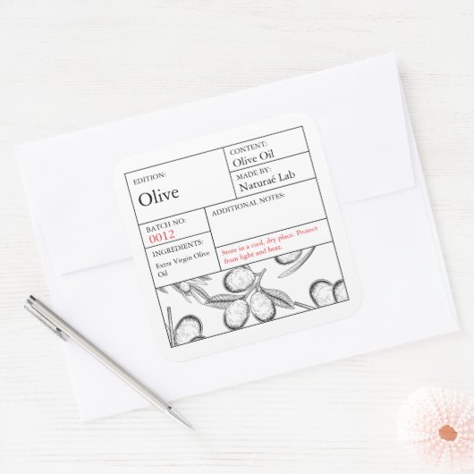 Black & White Apothecary Olive label (Envelop)