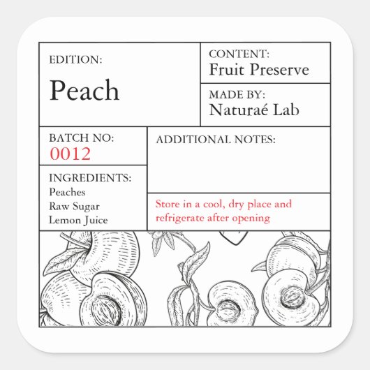 Black & White Apothecary Peach label (Voorkant)