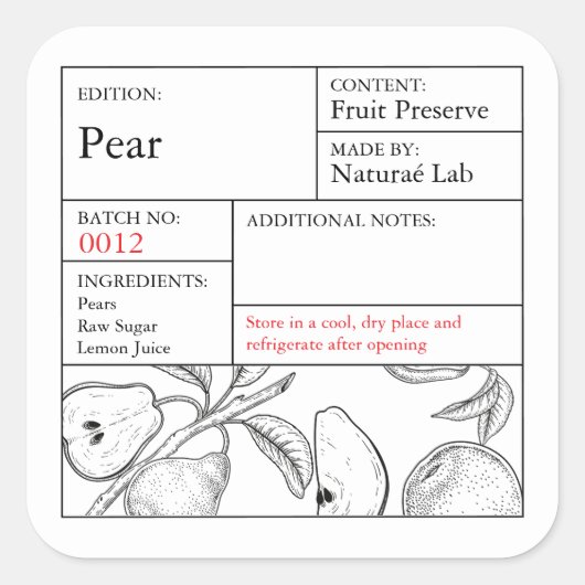 Black & White Apothecary Pear label (Voorkant)