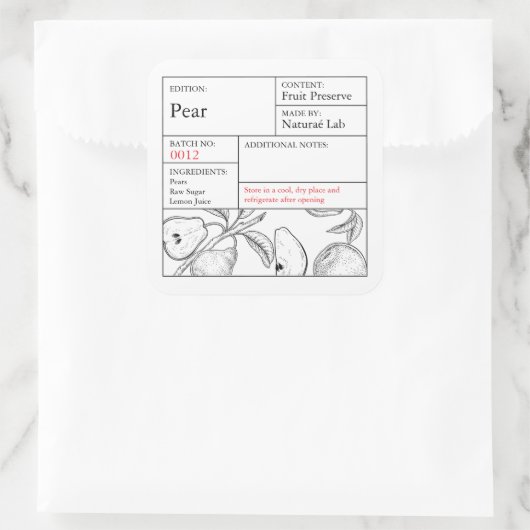 Black & White Apothecary Pear label (Tas)