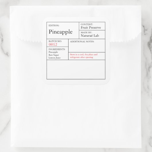 Black & White Apothecary Pineapple label (Tas)