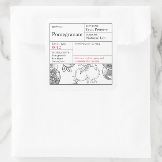 Black & White Apothecary Pomegranate label (Tas)
