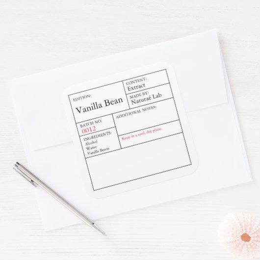 Black & White Apothecary Vanilla label (Envelop)