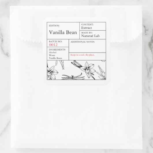 Black & White Apothecary Vanilla label (Tas)