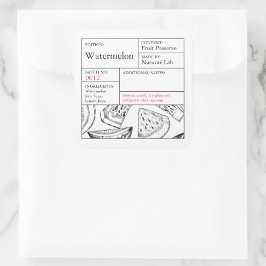 Black & White Apothecary Watermelon label (Tas)