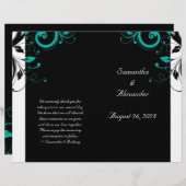 Black White Aqua Reverse Swirl Foldable Program (Voorkant / Achterkant)