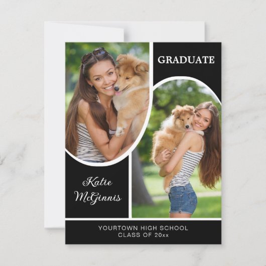 Black White Arch Foto Afstuderen Aankondiging (Voorkant)