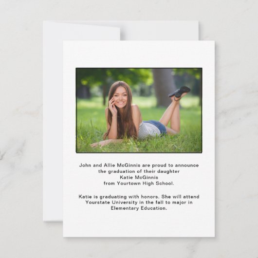 Black White Arch Foto Afstuderen Aankondiging (Achterkant)