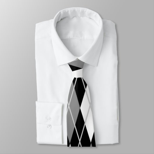 Black White Argyle Stropdas (Gebonden)