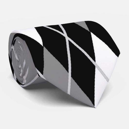 Black White Argyle Stropdas (Opgerold)