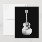 Black White Art Acoustic Guitar Musical Instrument Briefkaart (Voorkant / Achterkant)