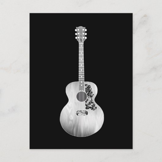 Black White Art Acoustic Guitar Musical Instrument Briefkaart (Voorkant)