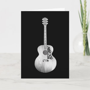 Black White Art Acoustic Guitar Musical Instrument Kaart