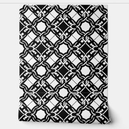 Black White Art Deco Interlaced Pattern Behang