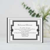 Black White Art Deco Lijst Wedding Rehearsal Kaart (Staand voorkant)