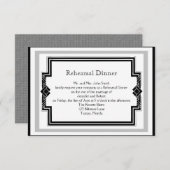 Black White Art Deco Lijst Wedding Rehearsal Kaart (Voorkant / Achterkant)