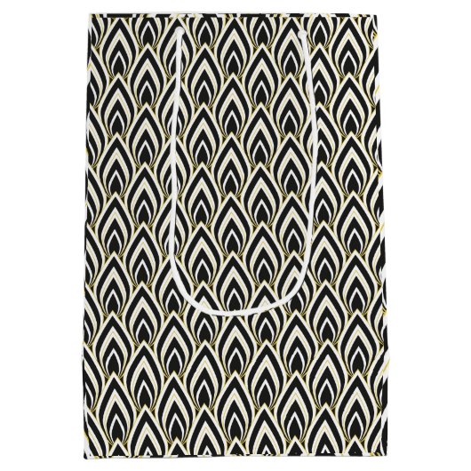 Black & White Art Deco  Medium Cadeauzakje (Achterkant)