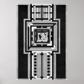Black & White Art Deco Tapestry Poster (Voorkant)