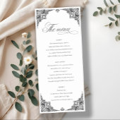 Black White Art Deco  Wedding Menu Kaart