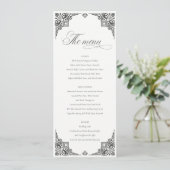 Black White Art Deco  Wedding Menu Kaart (Staand voorkant)
