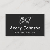 Black & White ASL Instructeur Gebarentaal Leraar Visitekaartje (Voorkant)