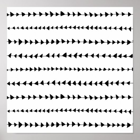 Black White Aztec Arrows Pattern Poster (Voorkant)