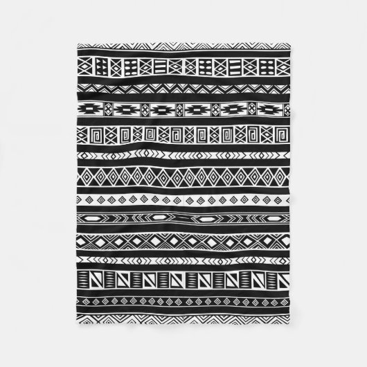 Black White Aztec Tribal Geometric Pattern Fleece Deken (Voorkant)