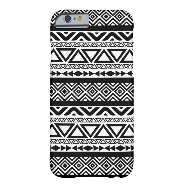 Black White Aztec Tribal Pattern 4 iPhone 6 hoesje (Achterkant)