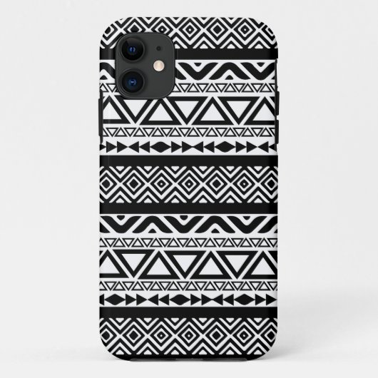 Black White Aztec Tribal Pattern 4 iPhone Case (Achterkant)